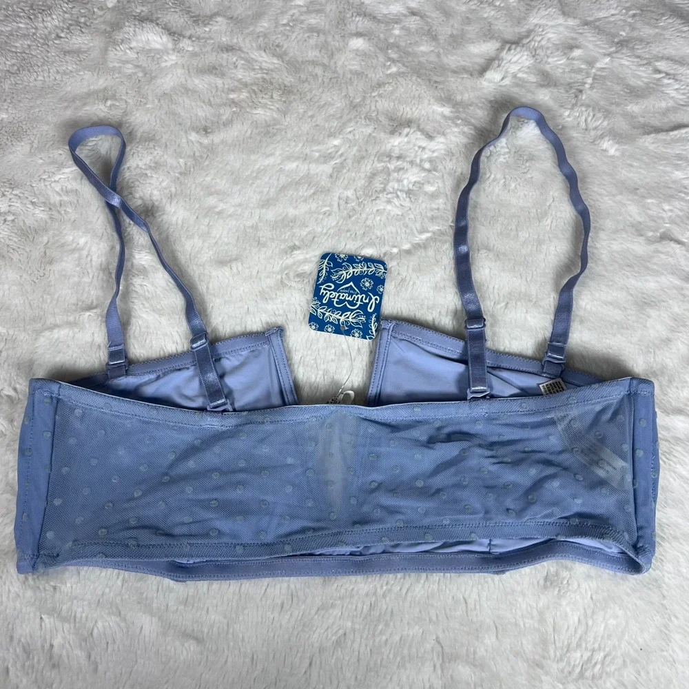 Intimately Free People The Rain Bralette‎ Blue Swiss Dot Mesh OB1167575 Womens L